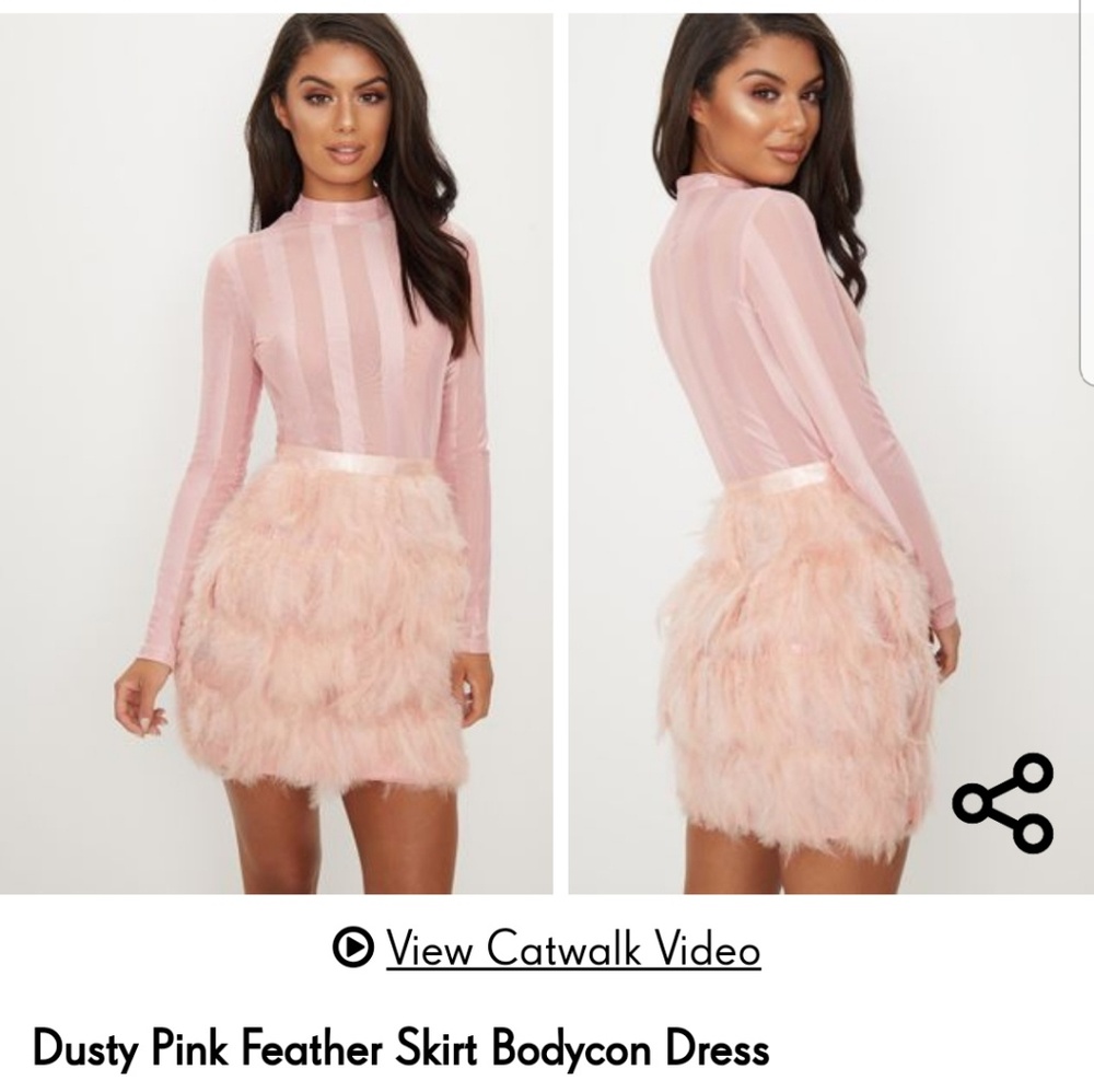 Pretty Little Thing Pink feather skirt dress